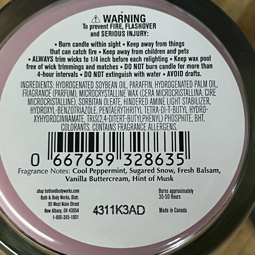Bath & Body Works Twisted Peppermint and Winter Golden Pear Single Wick Candles